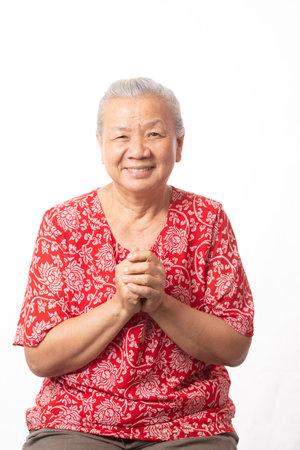 Old woman and Chinese new year.の写真素材