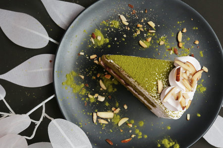 red bean and matcha green tea cake