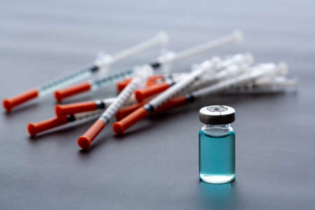 Filled syringes with vaccine conceptの写真素材