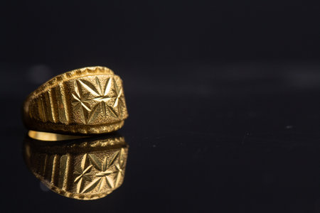 Beautiful patterned gold ring, Thai styleの写真素材