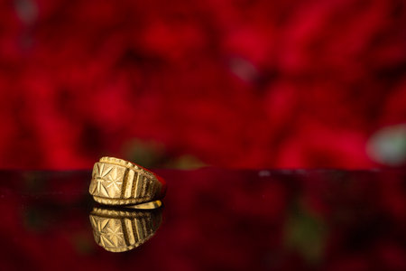 Beautiful patterned gold ring, Thai styleの写真素材