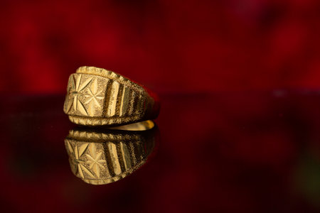 Beautiful patterned gold ring, Thai styleの写真素材