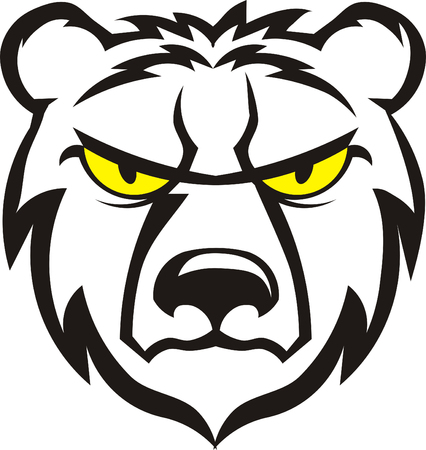 head of a yellow bear with yellow eyesの写真素材
