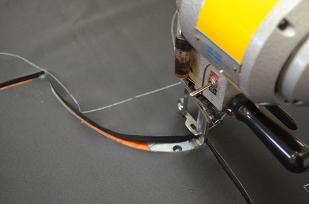 Vertical Knife Cloth Cutting Machine on fabricの写真素材