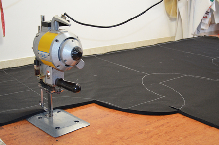 Vertical Knife Cloth Cutting Machine on fabricの写真素材