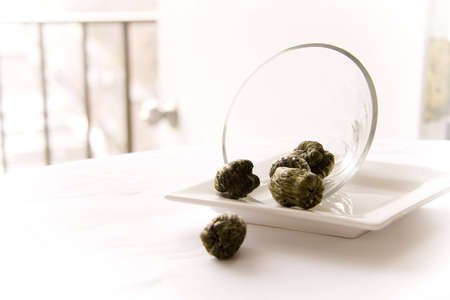 Artisan blooming tea leavesの写真素材