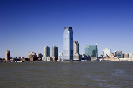 Panorama of Jersey City from the cruise shipの写真素材