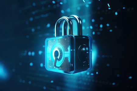 Abstract Technology cyber security 3D illustrationの素材