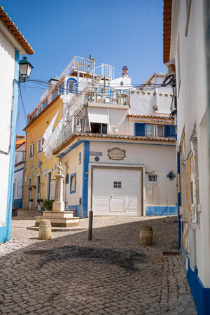 empty street in Ericeira Portugal.の写真素材