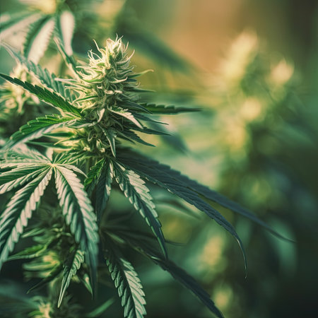 growing organic cannabis background herb on the farmの写真素材