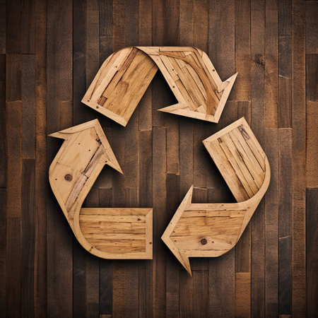 wooden sign recycling on woodの素材