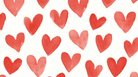 Watercolor hearts create a seamless pattern, perfect for valentine's day, wedding, or any romantic...