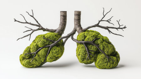 Mossy lungs represent connection between respiratory health and environmentの写真素材
