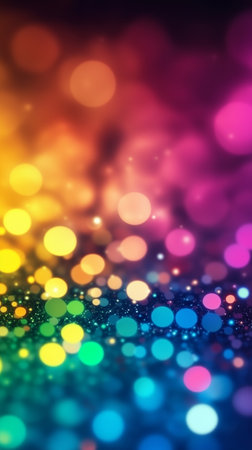 Blurred colorful bokeh lights create festive and vibrant background, perfect for any celebratory design or projectの写真素材