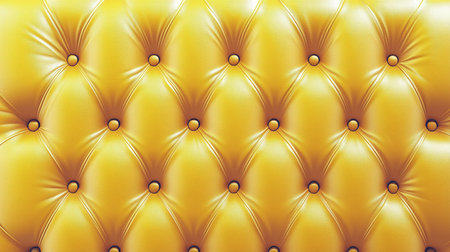 Close-up of luxurious gold leather upholstery forming a diamond pattern, ideal for backgrounds related to vintage, furniture, and designの写真素材