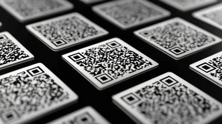 Many qr codes are forming a technological pattern.Modern digital information and communication conceptの写真素材