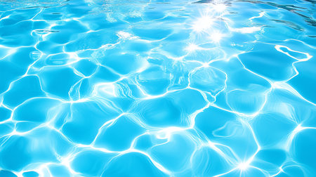 Summer background with bright sunlight creating patterns on a clear blue water surfaceの写真素材