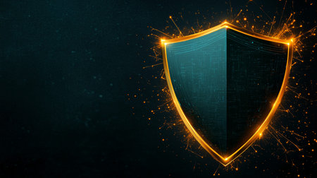 Illuminated shield representing cybersecurity and digital protection