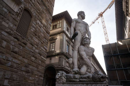 Sculpture Hercules, son of Zeus and giant Cacus, son of Hephaestus (1534), architect bachcho Bandinelli. Florence, Italy.のeditorial素材
