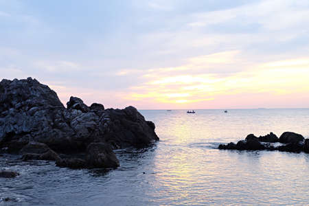 The colorful sky with sunset glow at the sea.の写真素材