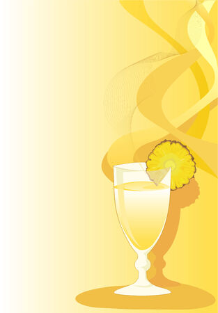 Cocktail yellow card with glass and pineapple.のイラスト素材