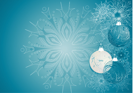 Blue abstract christmas  with baubles and snowflakes.のイラスト素材