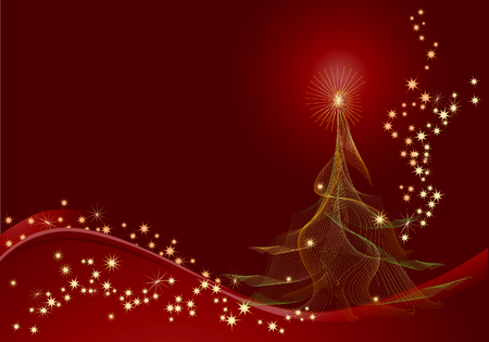 Red abstract  with christmas tree.のイラスト素材