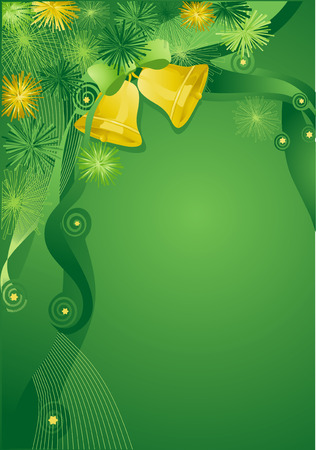 Green abstract christmas  with bells.のイラスト素材