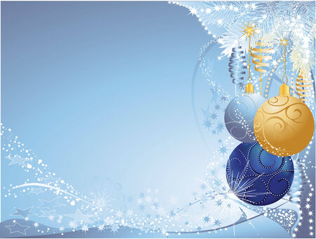 Christmas background with blue and gold baubles.のイラスト素材