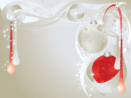 Christmas silver background with baubles and bell.のイラスト素材