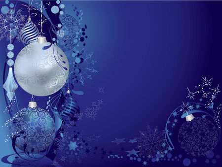 Christmas blue background with baubles.のイラスト素材