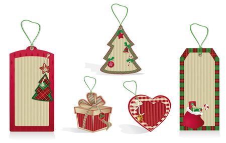 A set of Christmas red labels from recycled paper のイラスト素材