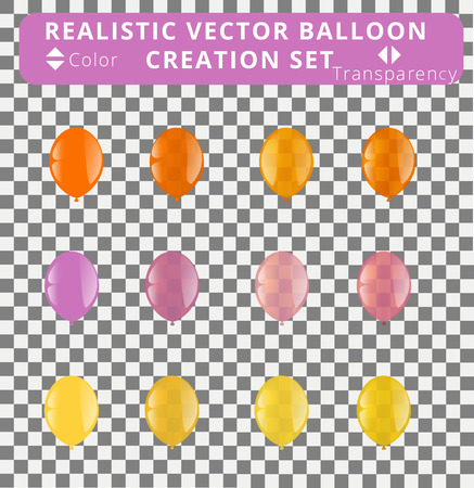 Vector 3d balloon creation set. Change color and transparency of layers and make your new balloonsのイラスト素材