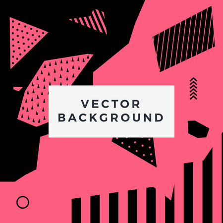 Vector Abstract Covers Templates, Graphic Poster with Memphis Pattern Elements, Pink Geometric Hipster Backgrounds, Brochures, Collage Album Covers and Banners, Bauhaus Style Patternsのイラスト素材