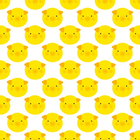 Pigâs Year Illustration, Golden Piggy, Seamless Pattern, 2019 New Year Celebration, Gold Pig Vector, Pigâs Year Character Designのイラスト素材