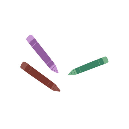 Oil pastel sticks for painting. Coloured crayons. Scattered pencils of different colors. School stationery. Flat vector illustration isolated on white backgroundのイラスト素材