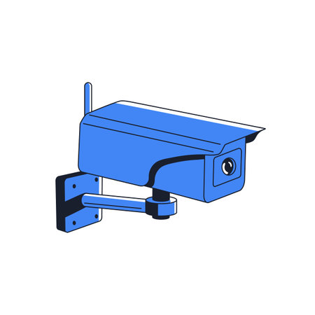 Street CCTV camera icon. Wall-mounted cam for video surveillance, control and recording. Security...