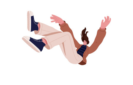 Unhappy unlucky person falling down. Fail, fall by accident. Failure, misfortune, life tragedy,...