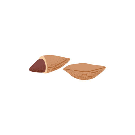 Ruby almond nut in shell. Raw ripe dry kernels in nutshell. Fresh crunchy fruits in husk. Healthy vegan food, snack. Vegetarian superfood. Flat vector illustration isolated on white backgroundのイラスト素材