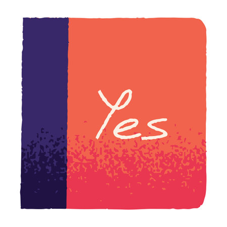 Yes text, word on paper sticker. Positive answer, handwriting on sticky note. Approval, confirmation, permission, agreement, voting concept. Flat vector illustration isolated on white backgroundのイラスト素材