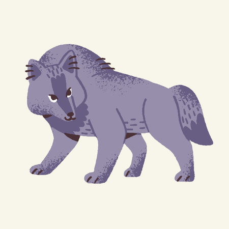 Cute woodland animal, wolf. Forest predator, bad and angry beast stays, watches and follows....