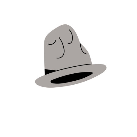 Big Mountain hat. Eccentric headwear with strange shape. Rumpled head accessory. Contemporary unique headdress, fashionable bizarre clothes. Flat isolated vector illustration on white backgroundのイラスト素材