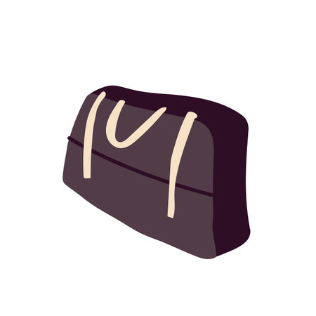 Big sport bag for carrying sportswear, accessories to fitness gym. Closed baggage, full luggage for travels, trips. Duffle package with handles. Flat isolated vector illustration on white backgroundのイラスト素材