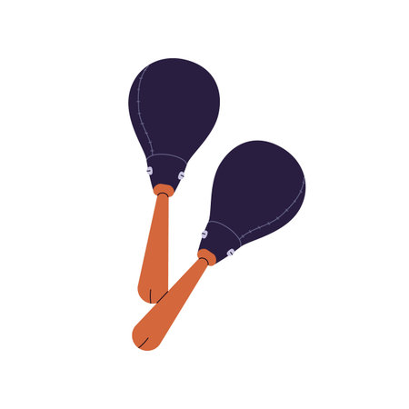 Pair of maracas with wooden handle. Music shaker, chac chac, rattle for fiesta. Traditional latin...