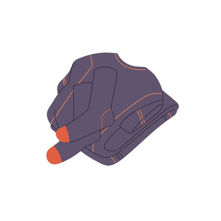 Stack of black thermal underwear. Folded compression clothes for sport or winter. Warm base layer: long sleeve, pants, socks. Waterproof fabric. Flat isolated vector illustration on white backgroundのイラスト素材