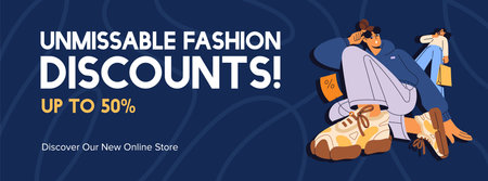 Promotion template of sale in online fashion store. Design of advertising banner of discounts,...