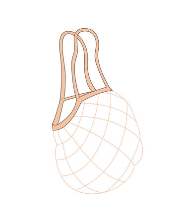 Icon of empty net, mesh or string bag for goods. Vacant avoska for shopping in grocery store. Eco friendly purchases with caring about ecology. Flat isolated vector illustration on white backgroundのイラスト素材