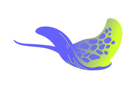 Gradient silhouette of colourful stingray. Sea ray is swimming underwater. Tropical ocean fish of...
