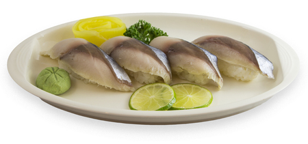 Japanese cuisine-Saba Sushi-mackerelsの写真素材