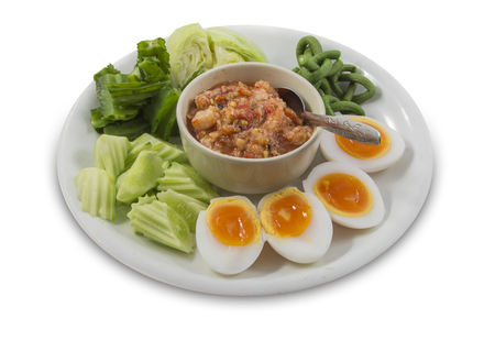 Thai food spicy sauce with vegetableの写真素材